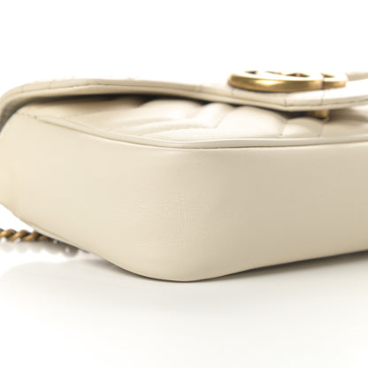 Gucci Calfskin Matelasse Super Mini GG Marmont Shoulder Bag White 9 of 11