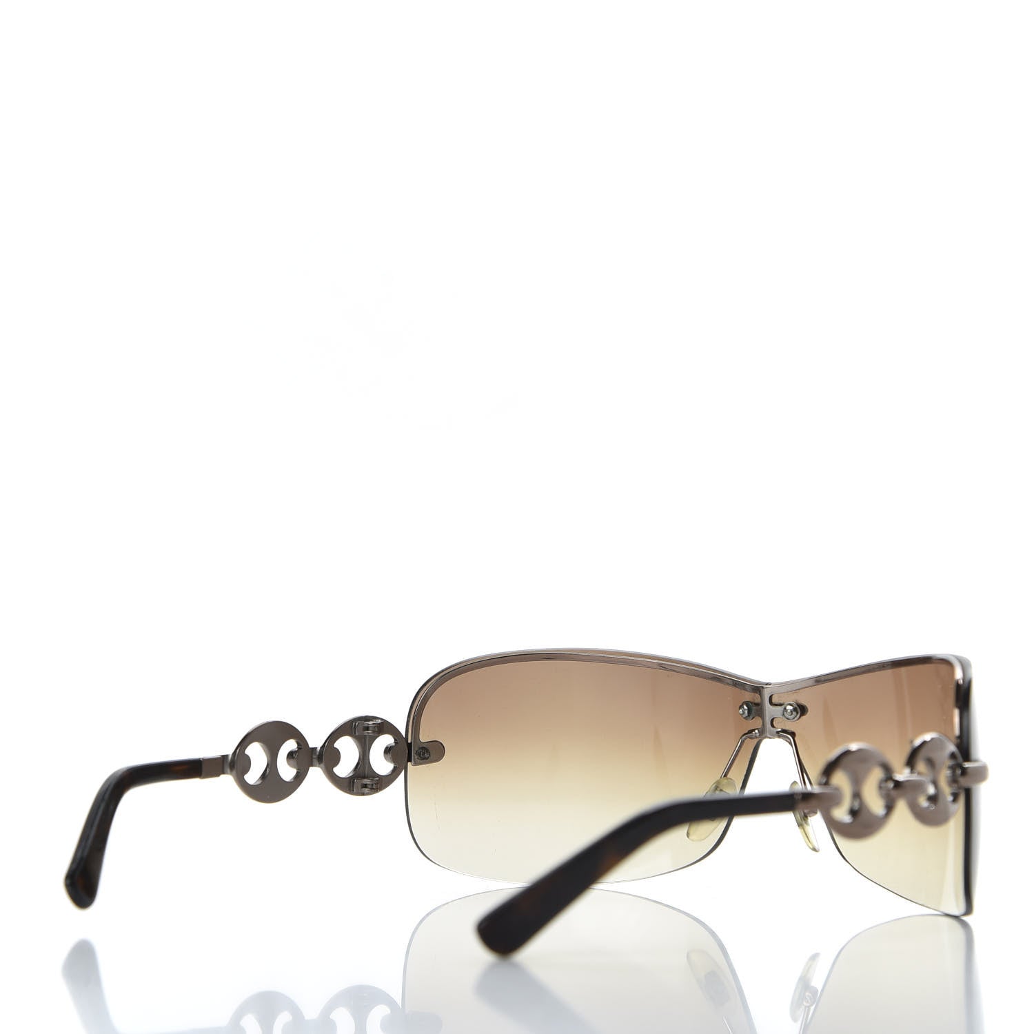 Gucci Metal Semi Rimless Marina Chain Sunglasses Havana 4 of 7