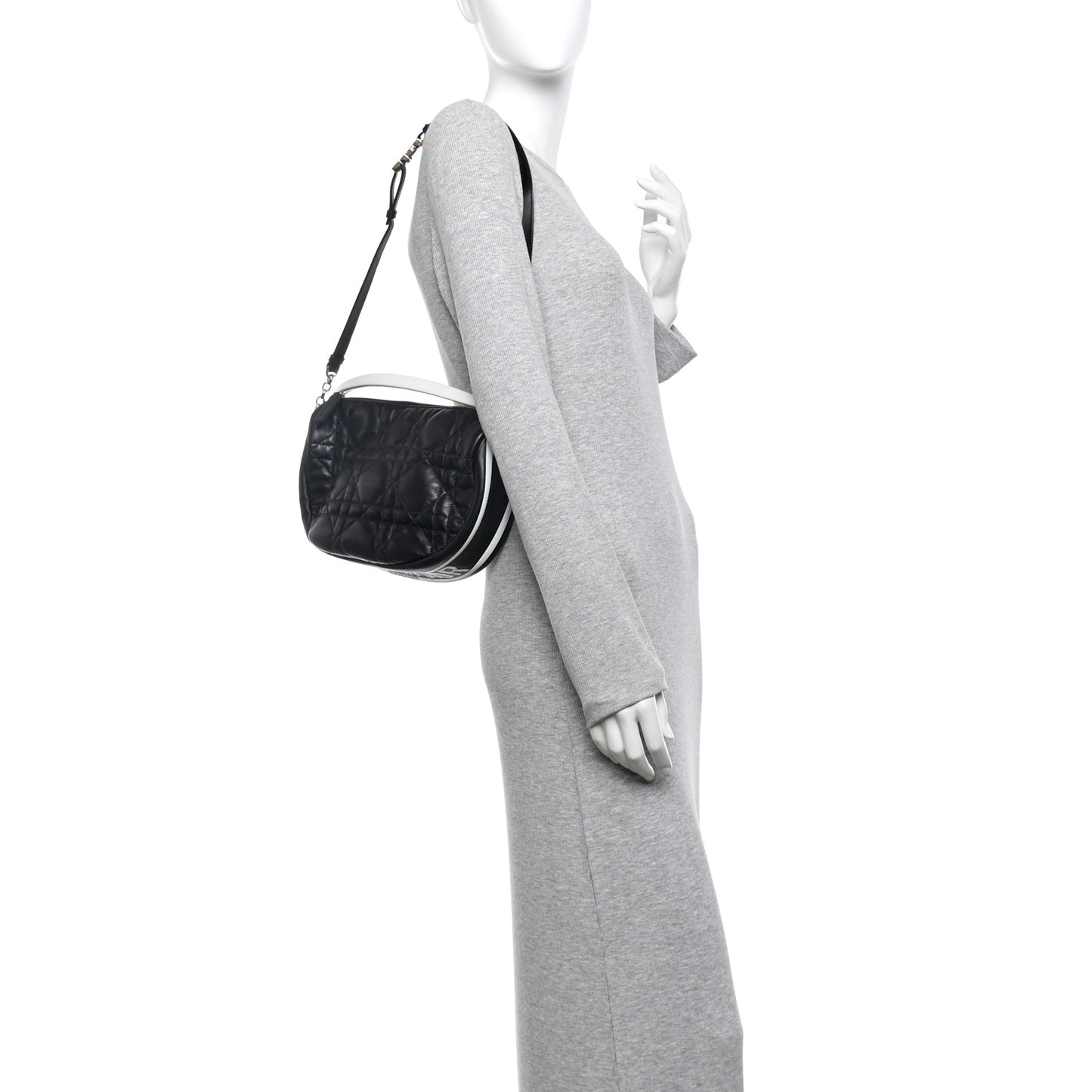 Lambskin Cannage Medium Dior Vibe Hobo Bag Black