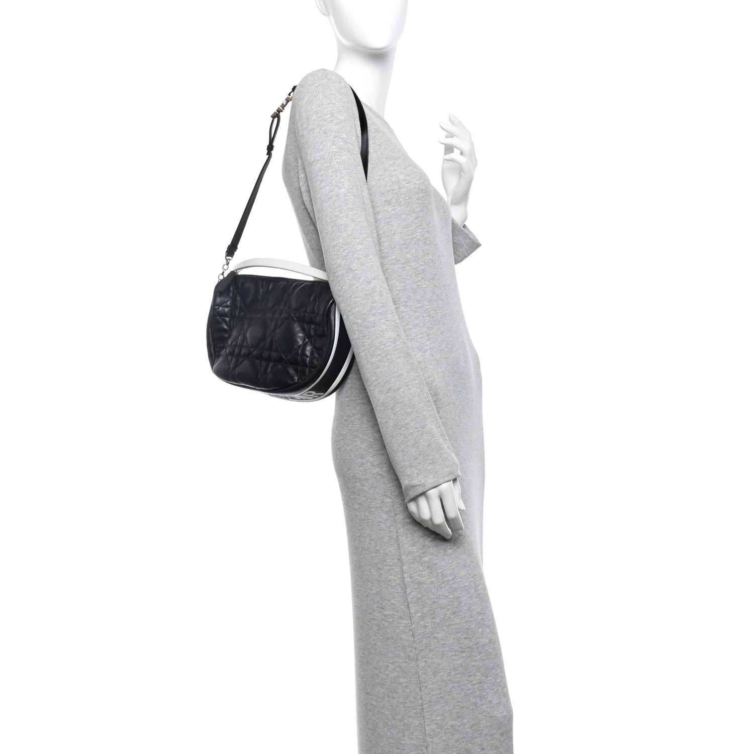 Christian Dior Lambskin Cannage Medium Dior Vibe Hobo Bag Black 2 of 9