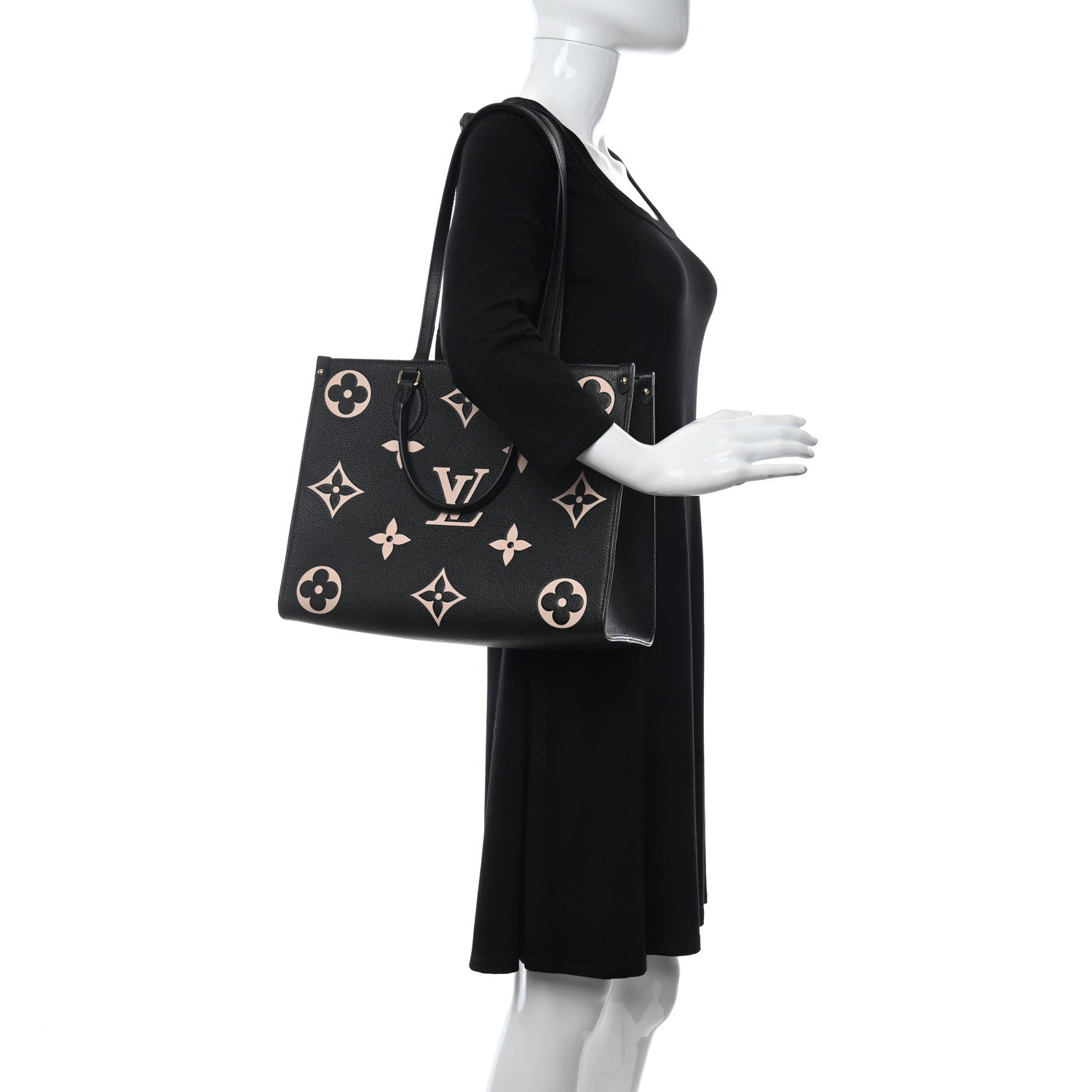 Louis Vuitton Empreinte Monogram Giant Onthego MM Black Beige 2 of 9