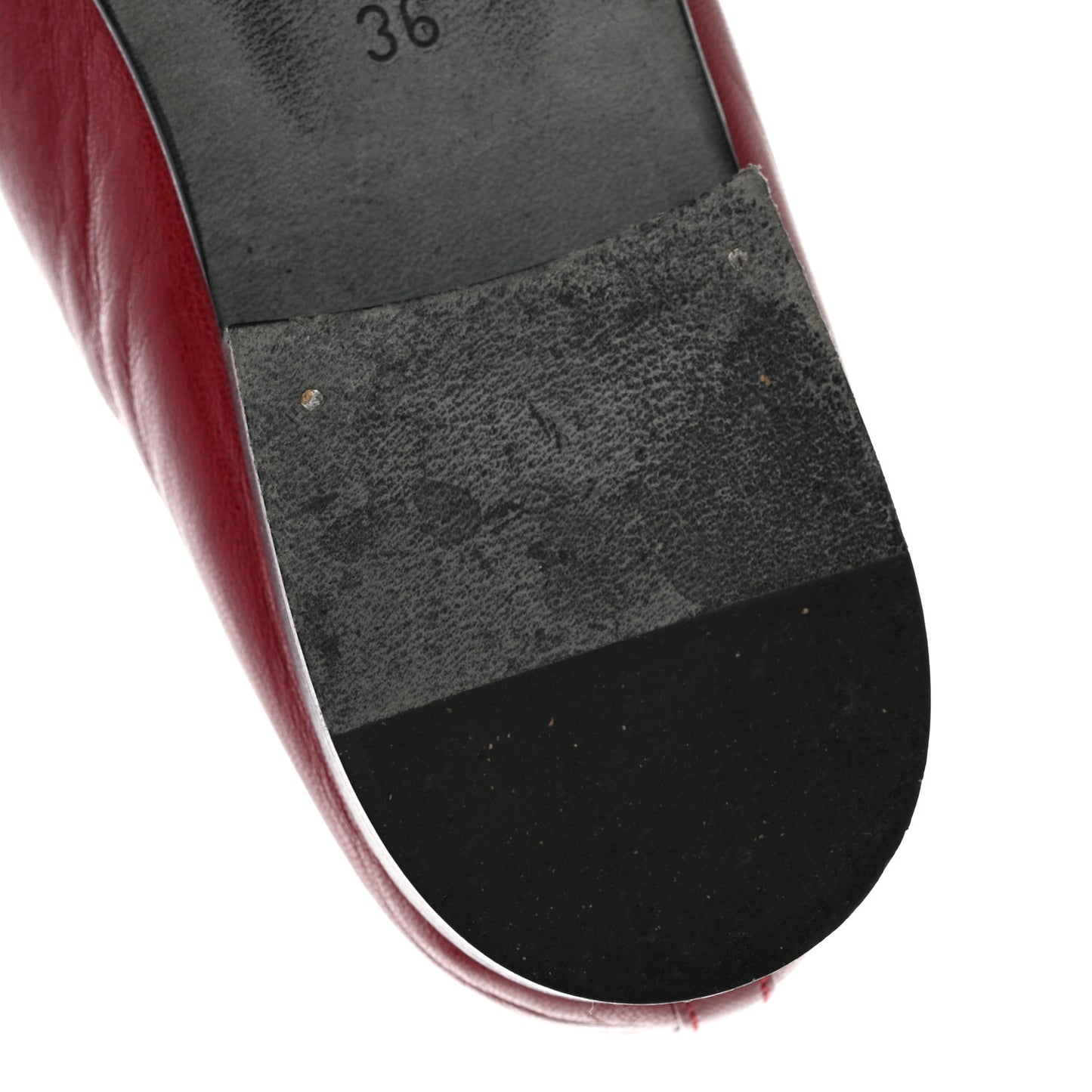 Lambskin CC Cap Toe Ballerina Flats 36 Red Black