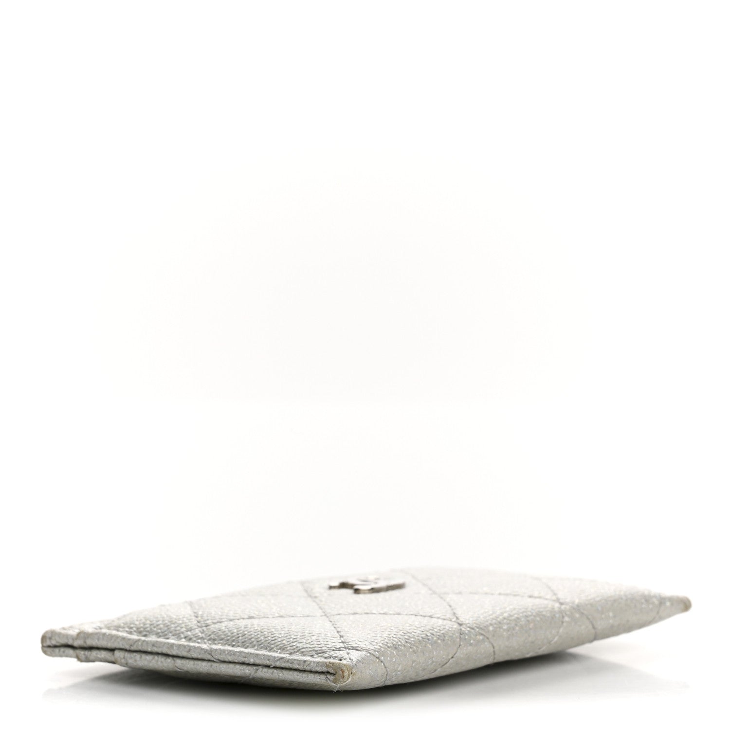 Chanel Glittered Metallic Caviar Quilted Card Holder Silver 4 of 14