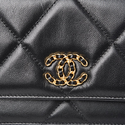 Chanel Goatskin Quilted 19 Wallet On Chain WOC Black 9 of 12