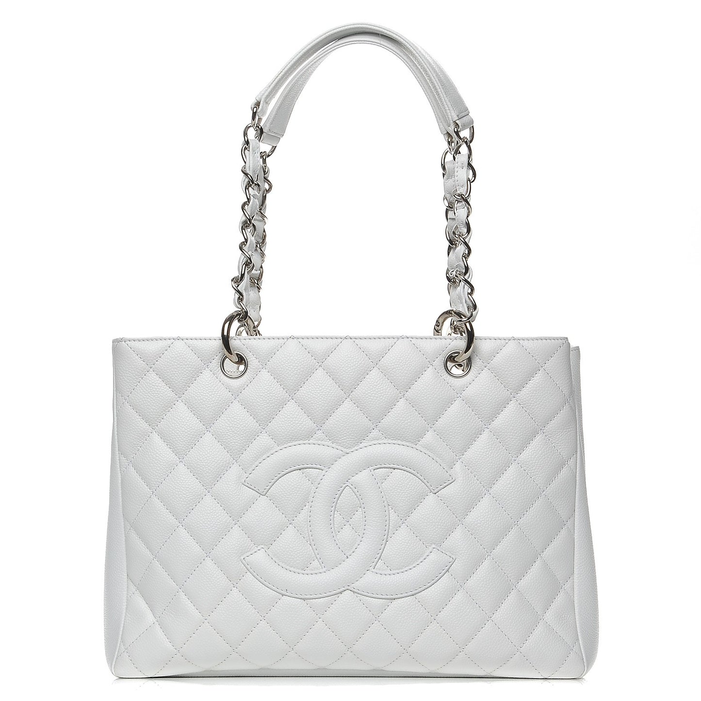 Caviar Quilted Grand Shopping Tote GST White