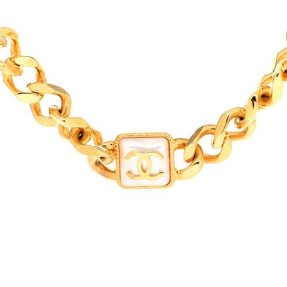Chanel Pearl CC Chain Link Choker Necklace Gold 4 of 5