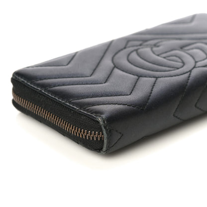 Gucci Calfskin Matelasse GG Marmont Zip Around Wallet Black 10 of 12