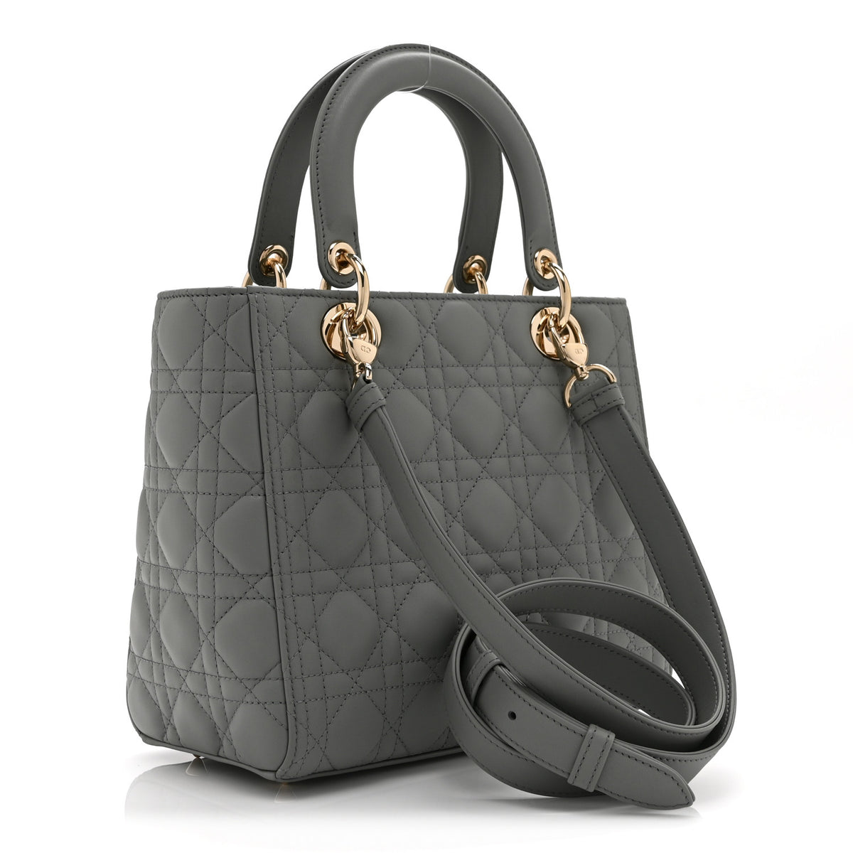 Christian Dior Lambskin Cannage Medium Lady Dior Grey 3 of 10