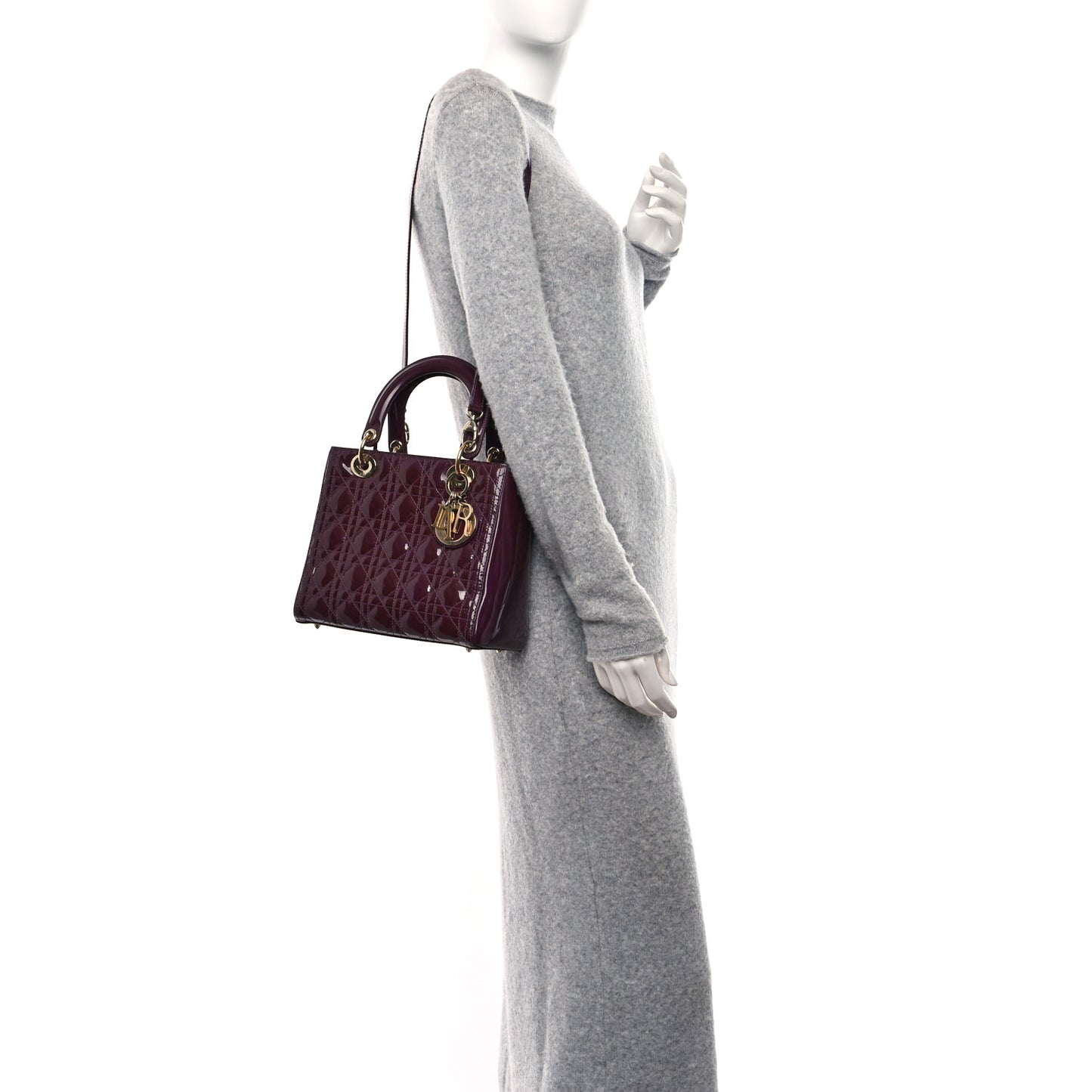 Patent Cannage Medium Lady Dior Purple