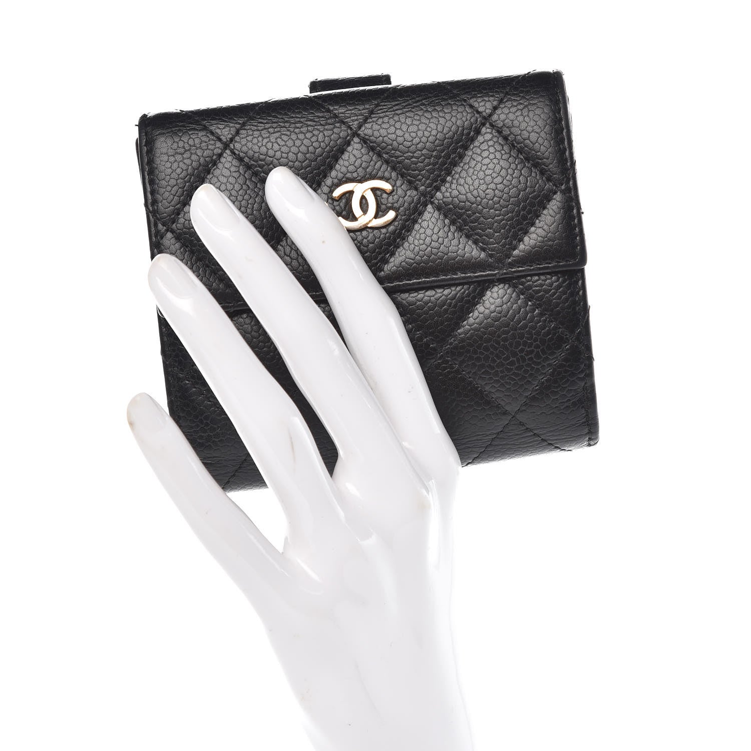 Chanel Caviar Quilted Compact French Flap Wallet Black 2 of 13