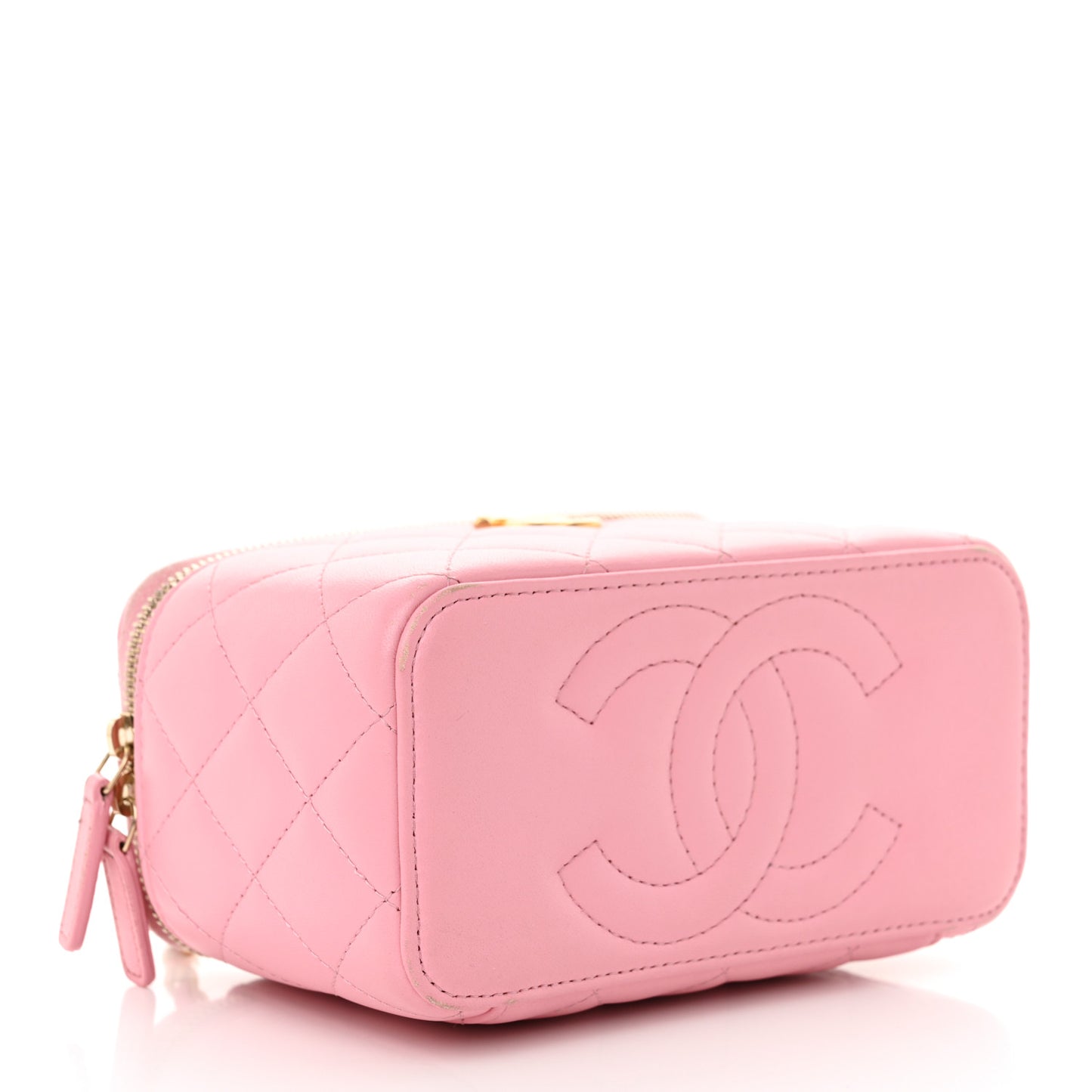 Lambskin Quilted Pick Me Up Vanity Case Pink