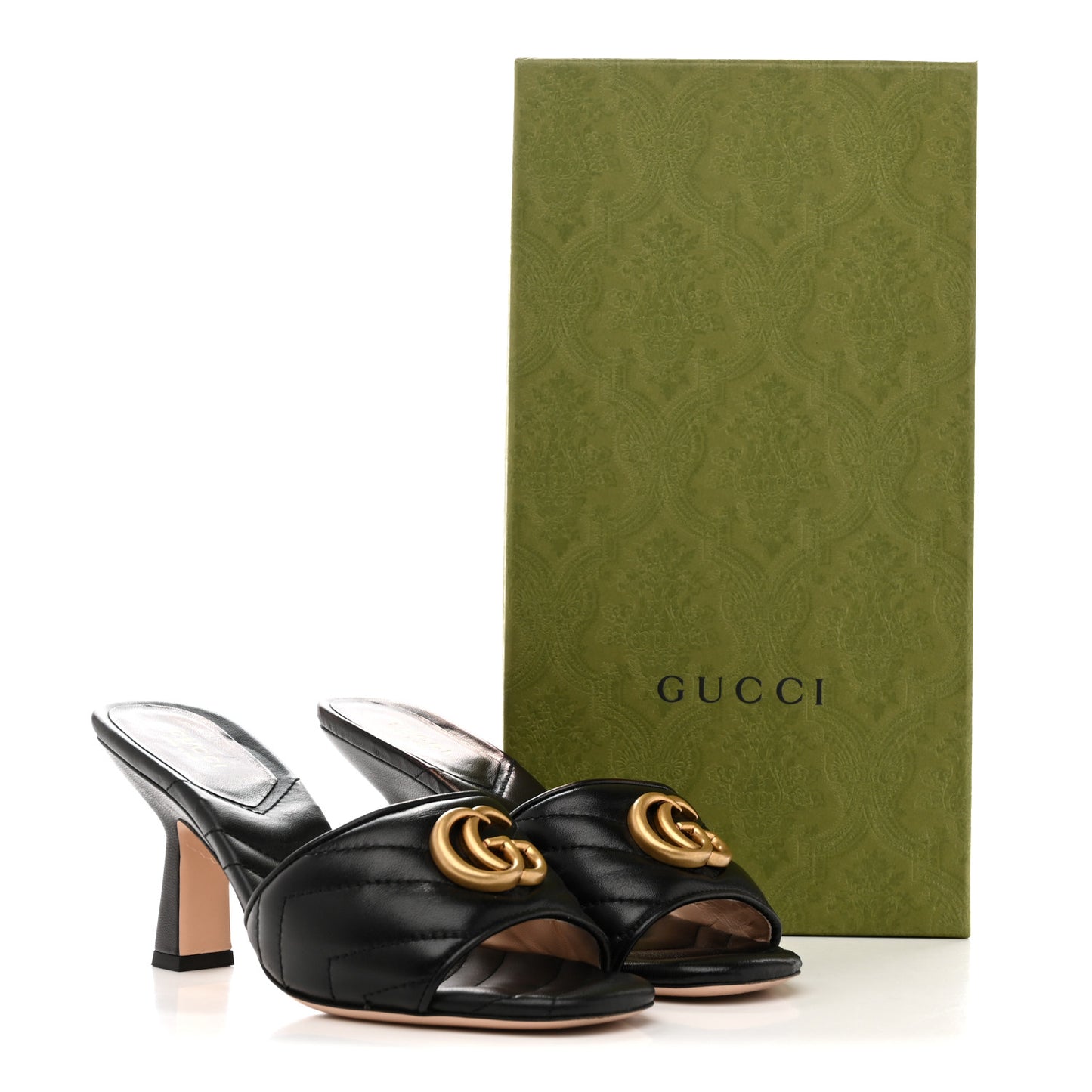 Nappa Matelasse GG Marmont 75mm Slide Sandals 37 Black