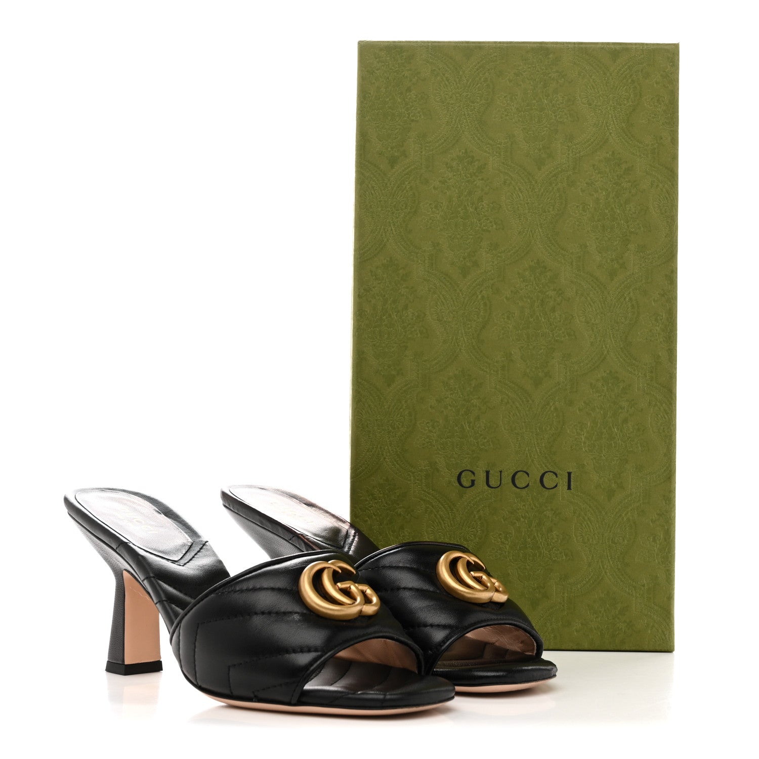 Gucci Nappa Matelasse GG Marmont 75mm Slide Sandals 37 Black 10 of 10