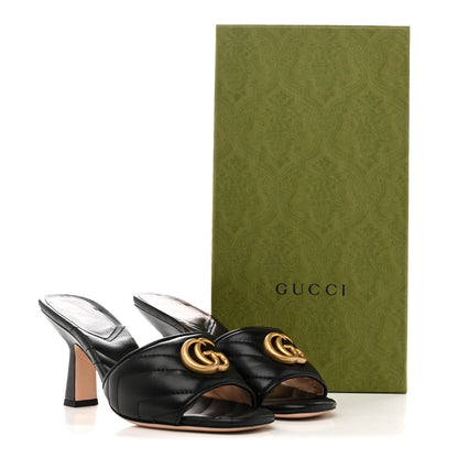 Gucci Nappa Matelasse GG Marmont 75mm Slide Sandals 37 Black 10 of 10