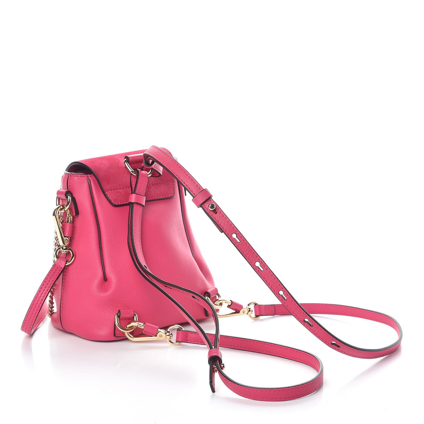 Suede Calfskin Mini Faye Backpack Fuchsia Rose
