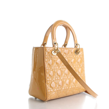 Christian Dior Patent Cannage Medium Lady Dior Dark Beige 3 of 9