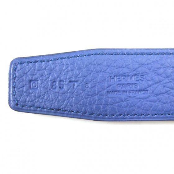 Hermes Clemence Leather Reversible Belt Strap Mykonos 85 3 of 3