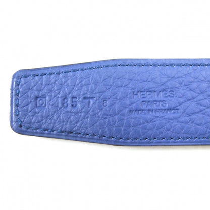 Hermes Clemence Leather Reversible Belt Strap Mykonos 85 3 of 3