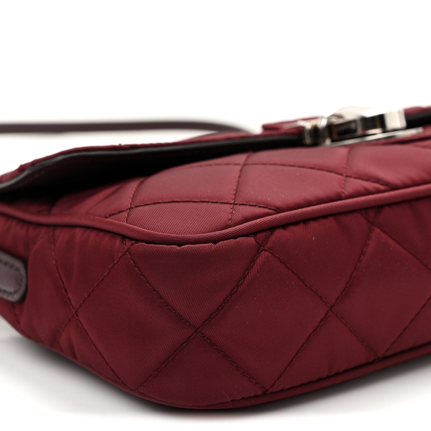 Prada Nylon Tessuto Impunturato Quilted Flap Crossbody Granato 9 of 10