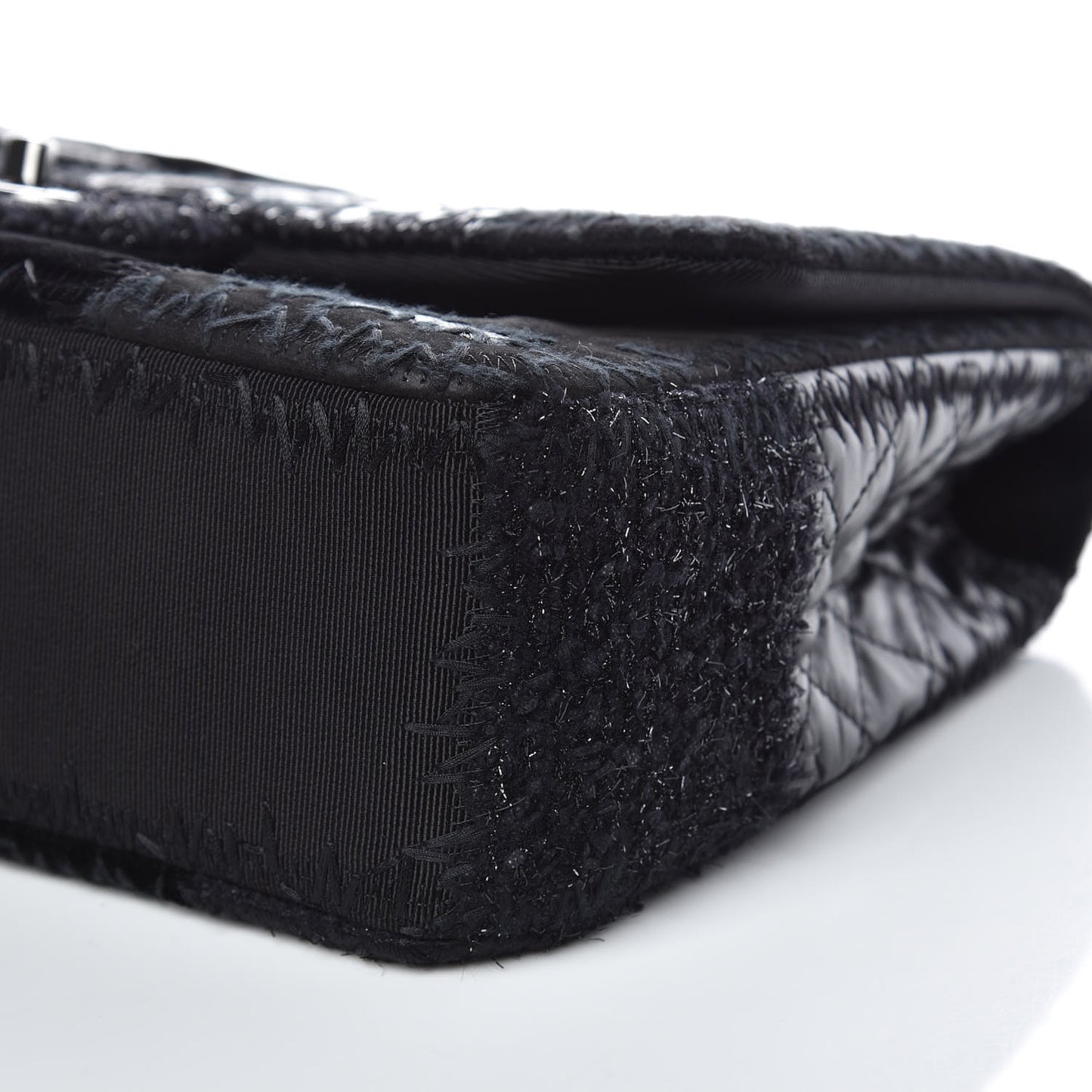 Tweed Patchwork Jumbo Single Flap Black
