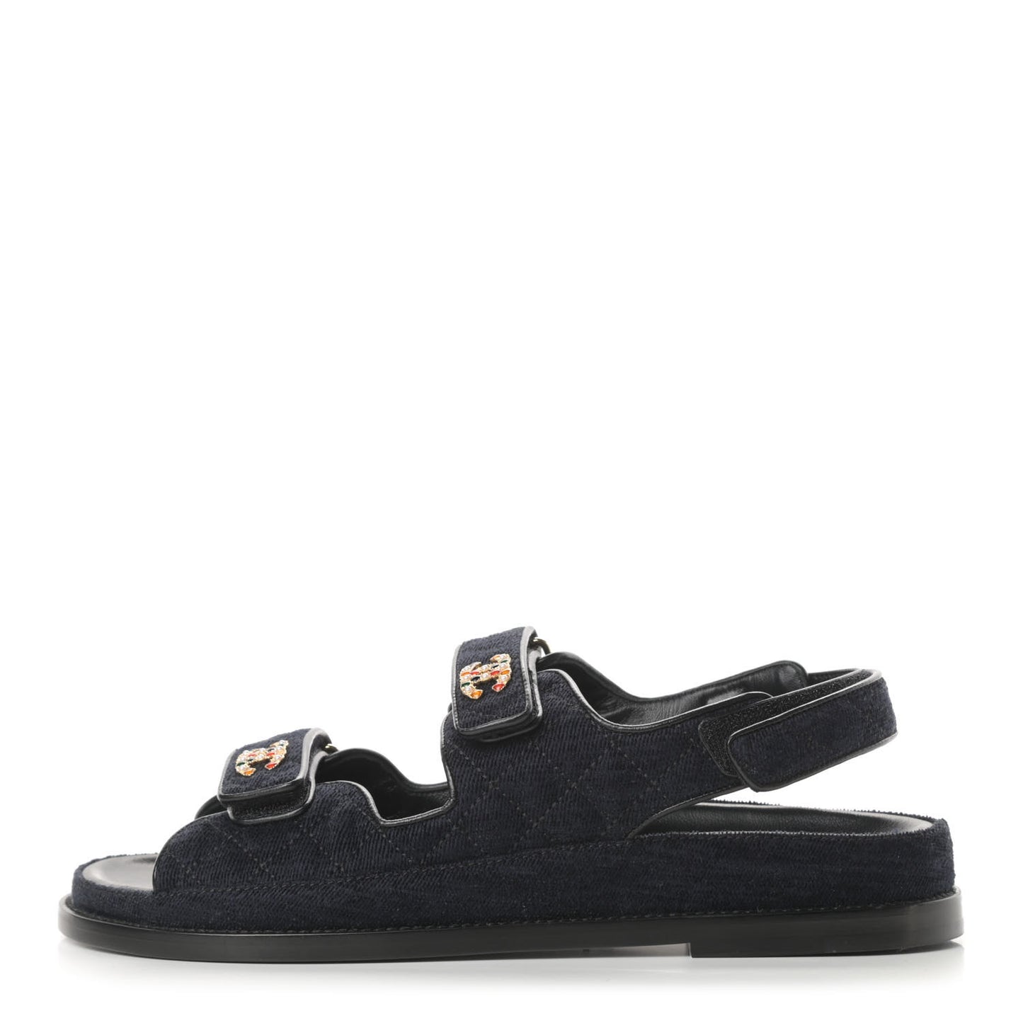 Velvet Velcro Dad Sandals 41 Navy Blue