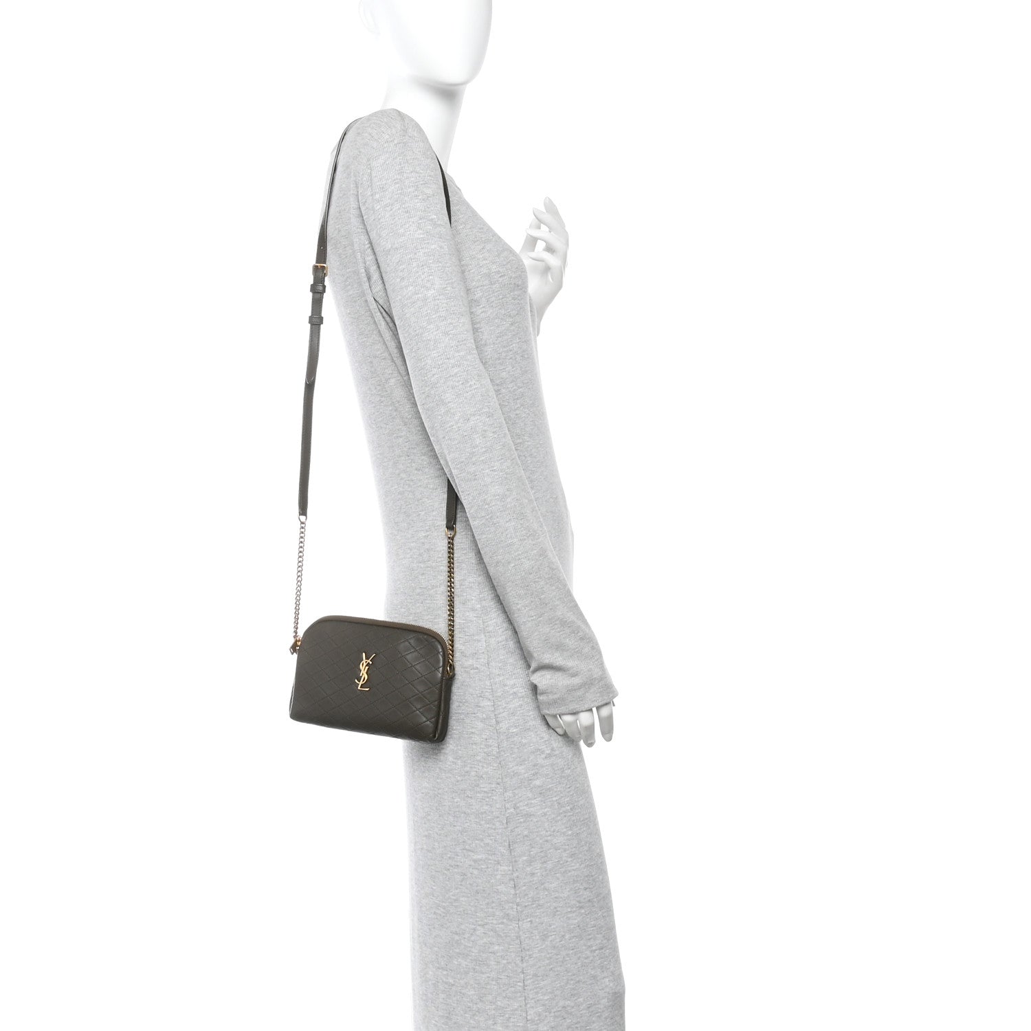 Saint Laurent Lambskin Quilted Gaby Zipped Pouch 2 of 14