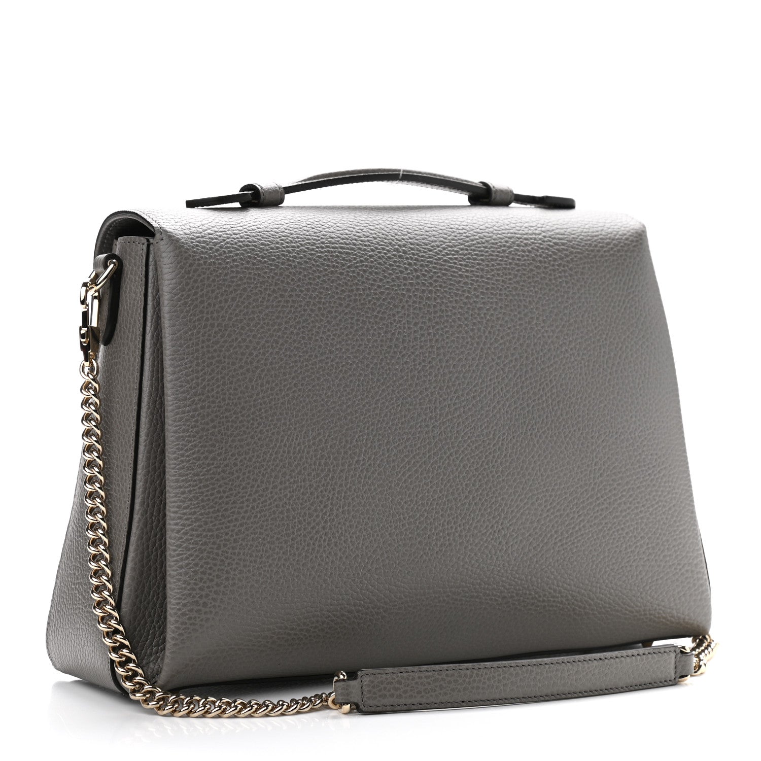 Gucci Dollar Calfskin Medium Interlocking G Top Handle Shoulder Bag Loess 3 of 9