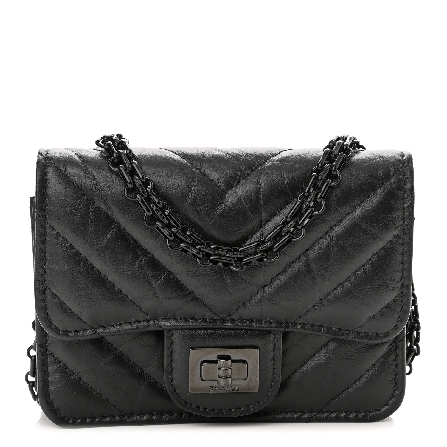 Chanel Aged Calfskin Chevron Quilted Reissue Belt Bag Black 1 of 11