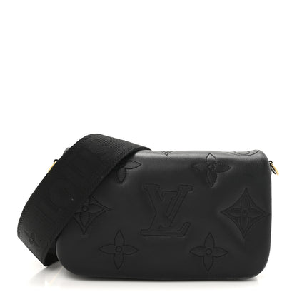Louis Vuitton Calfskin Bubblegram Wallet On Strap Black 1 of 13