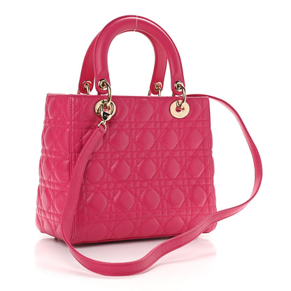 Christian Dior Lambskin Cannage Medium Lady Dior Fuchsia 3 of 8