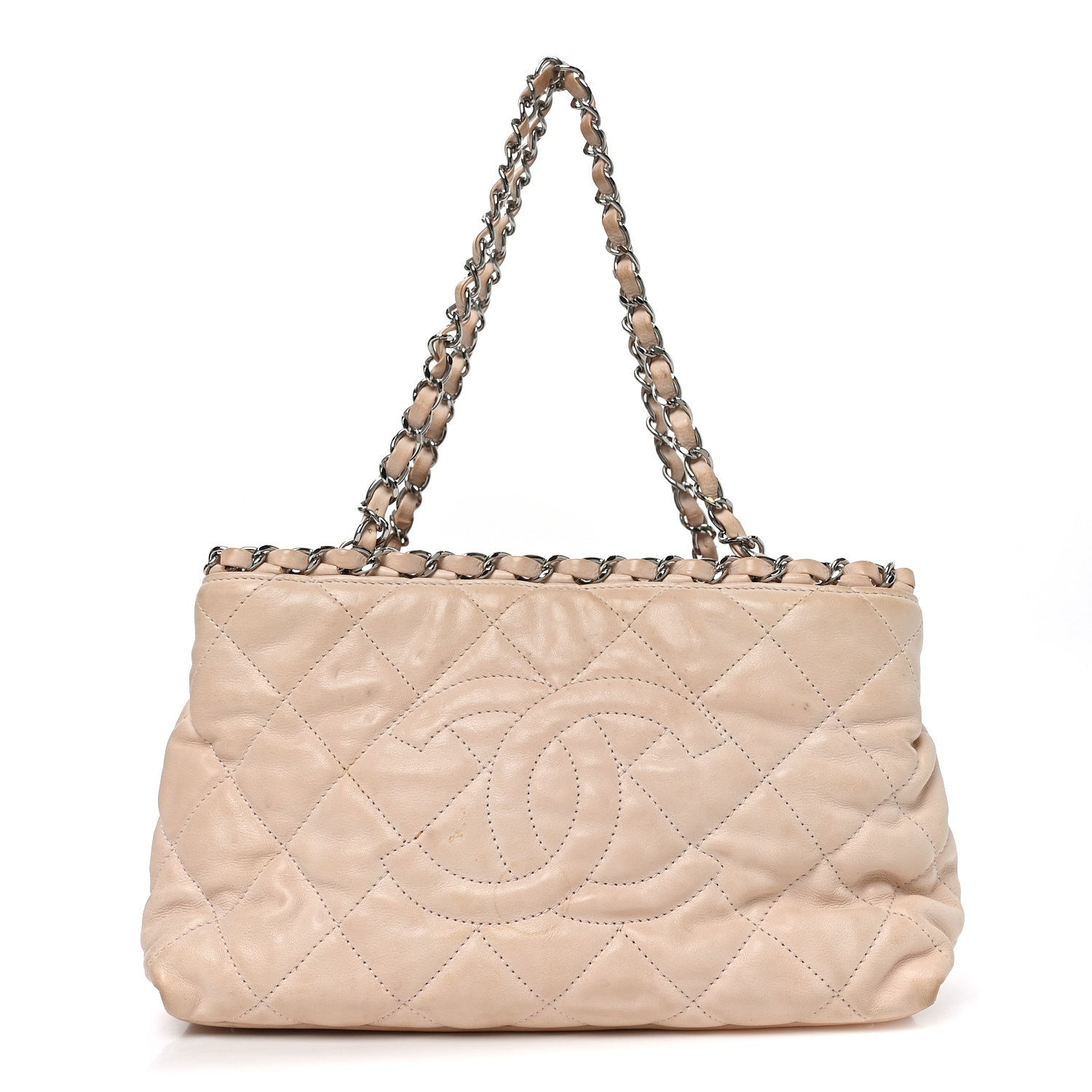 Chanel Lambskin Quilted Mini Chain Me Tote Light Beige 1 of 10