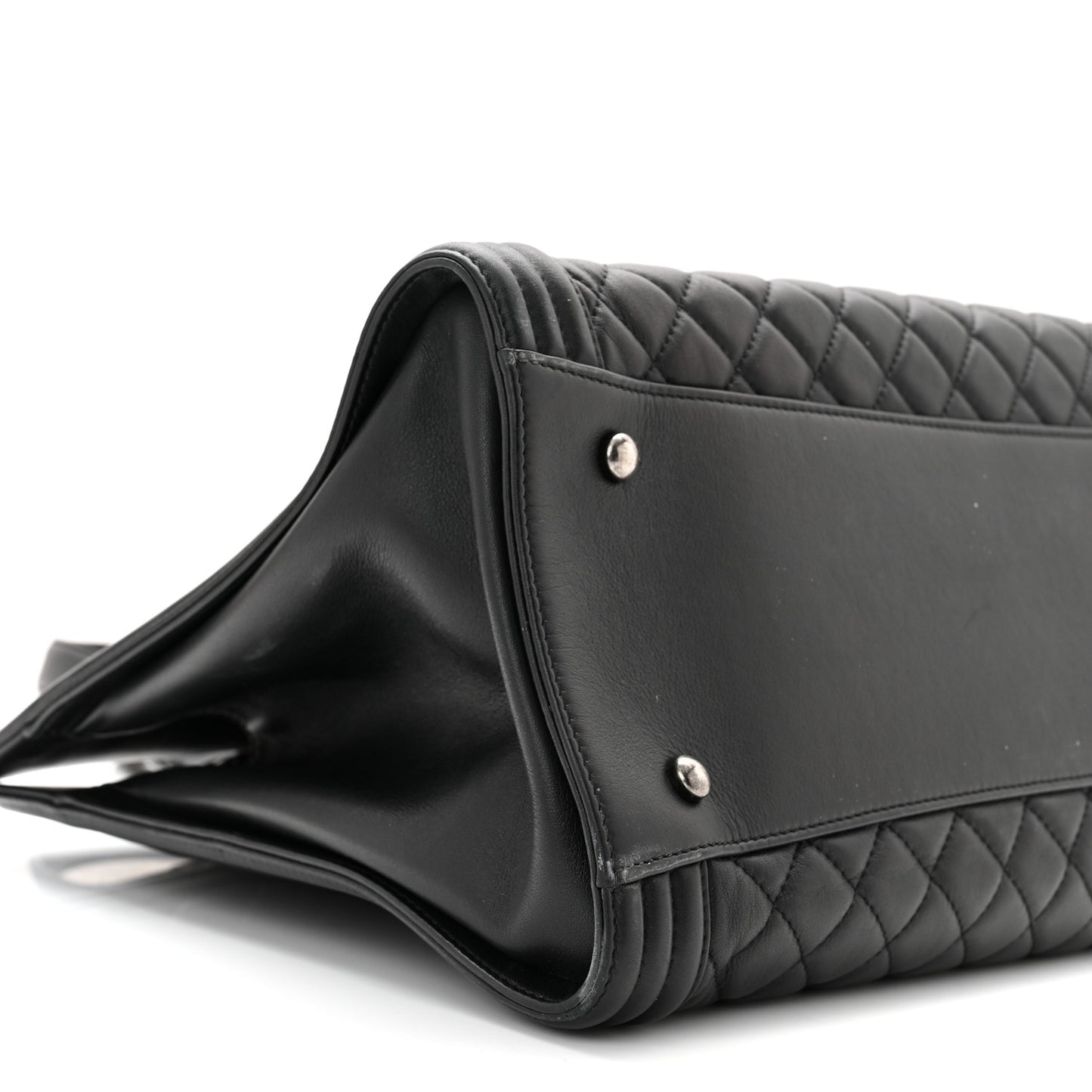 Calfskin Quilted Boy Shopping Tote Black