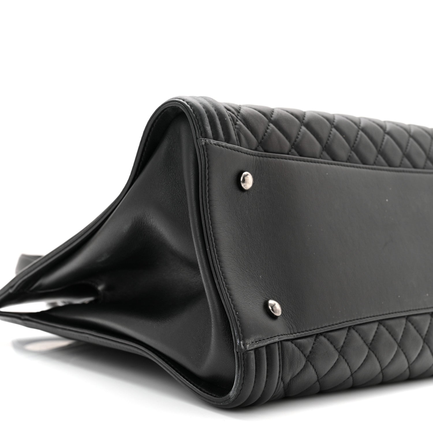 Chanel Calfskin Quilted Boy Shopping Tote Black 9 of 11