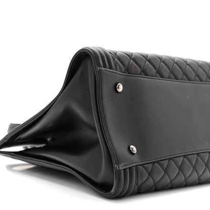 Chanel Calfskin Quilted Boy Shopping Tote Black 9 of 11