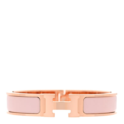 Hermes Enamel Narrow Clic Clac H Bracelet PM Rose Candeur 1 of 5