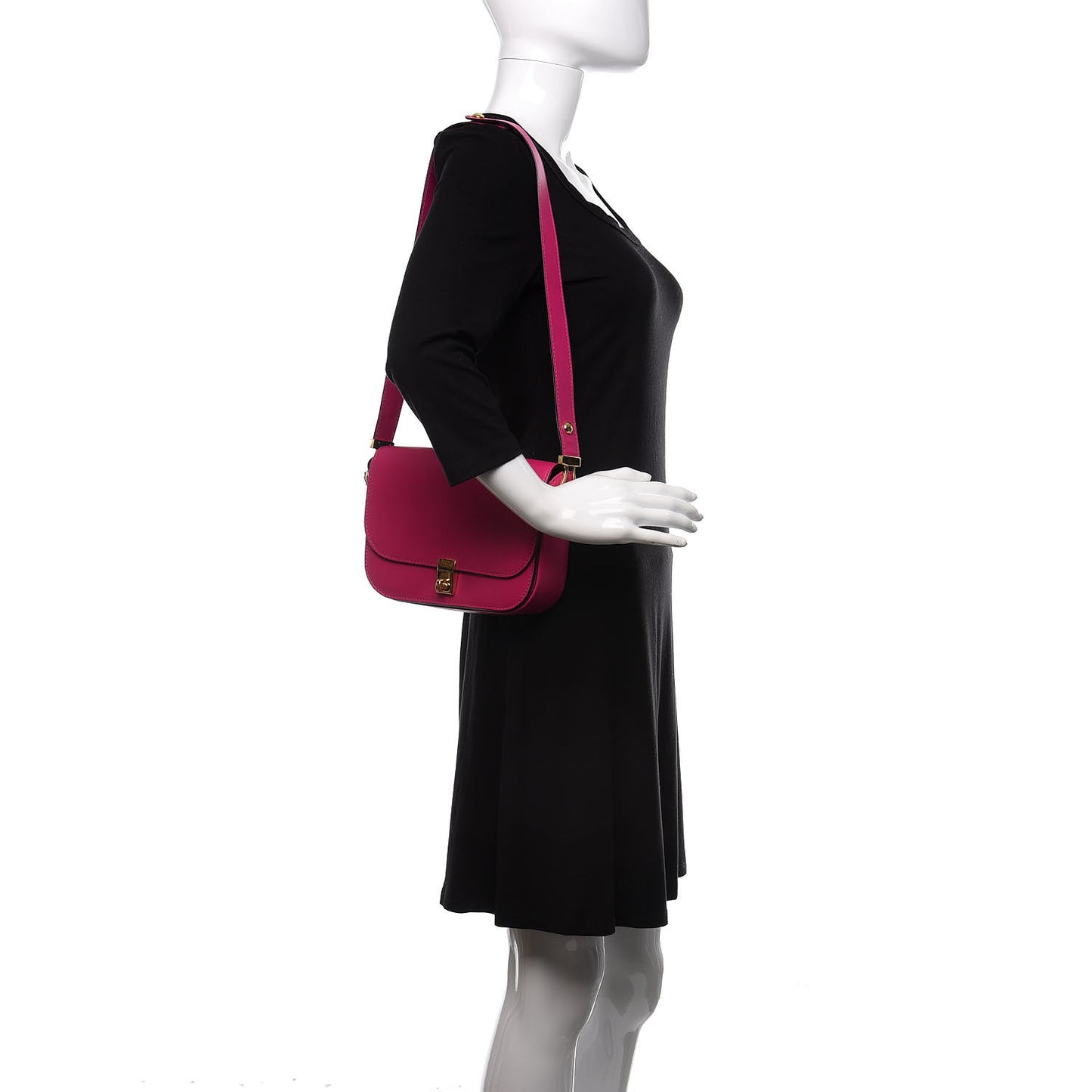 Vitello Turnlock Flap Shoulder Bag Deep Cyclamin