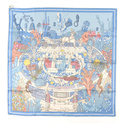 Hermes Vintage Silk Ex Libris Atlantis Scarf 70 Bleu Ciel Rose Jaune 1 of 4