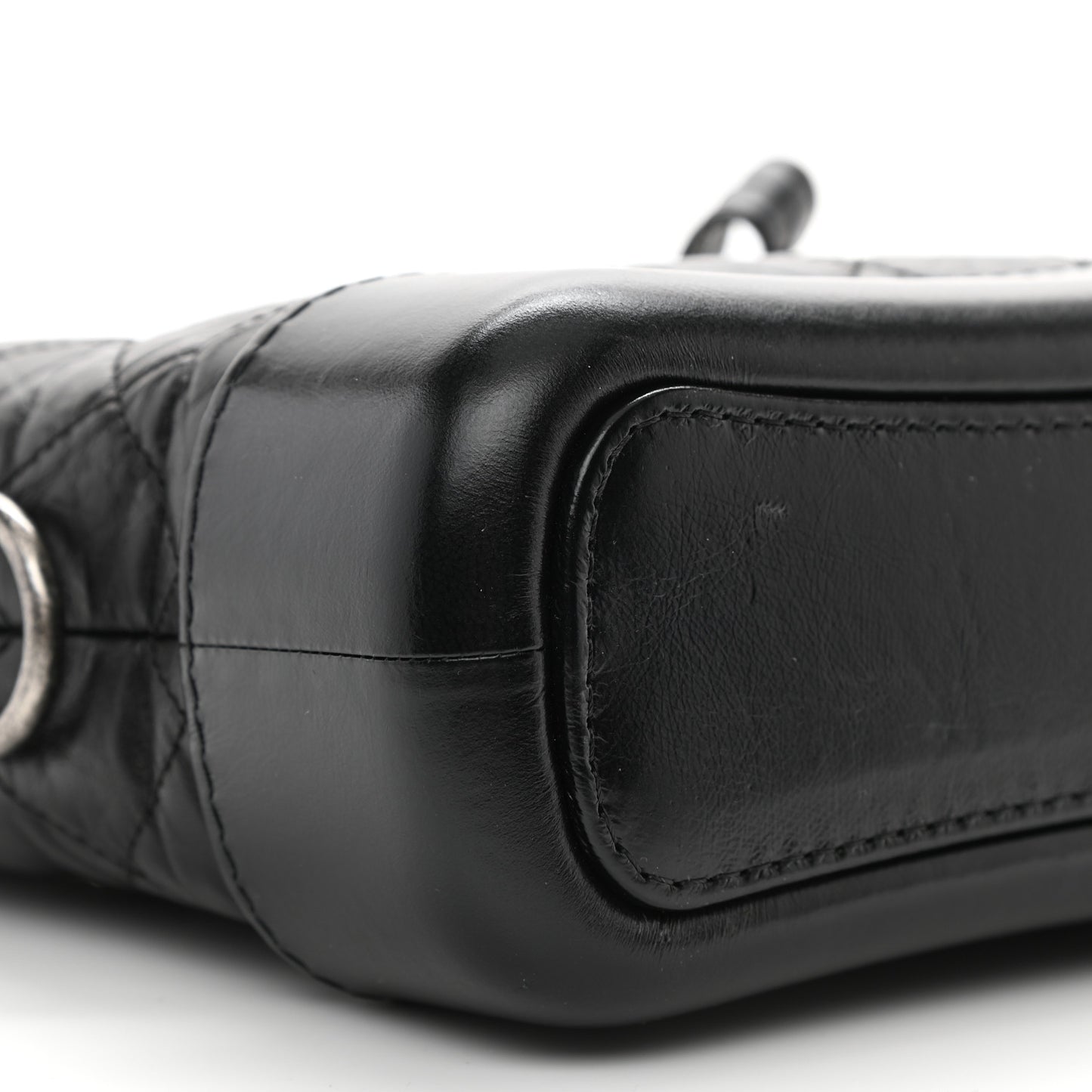 Aged Calfskin Quilted Small Gabrielle Hobo Black