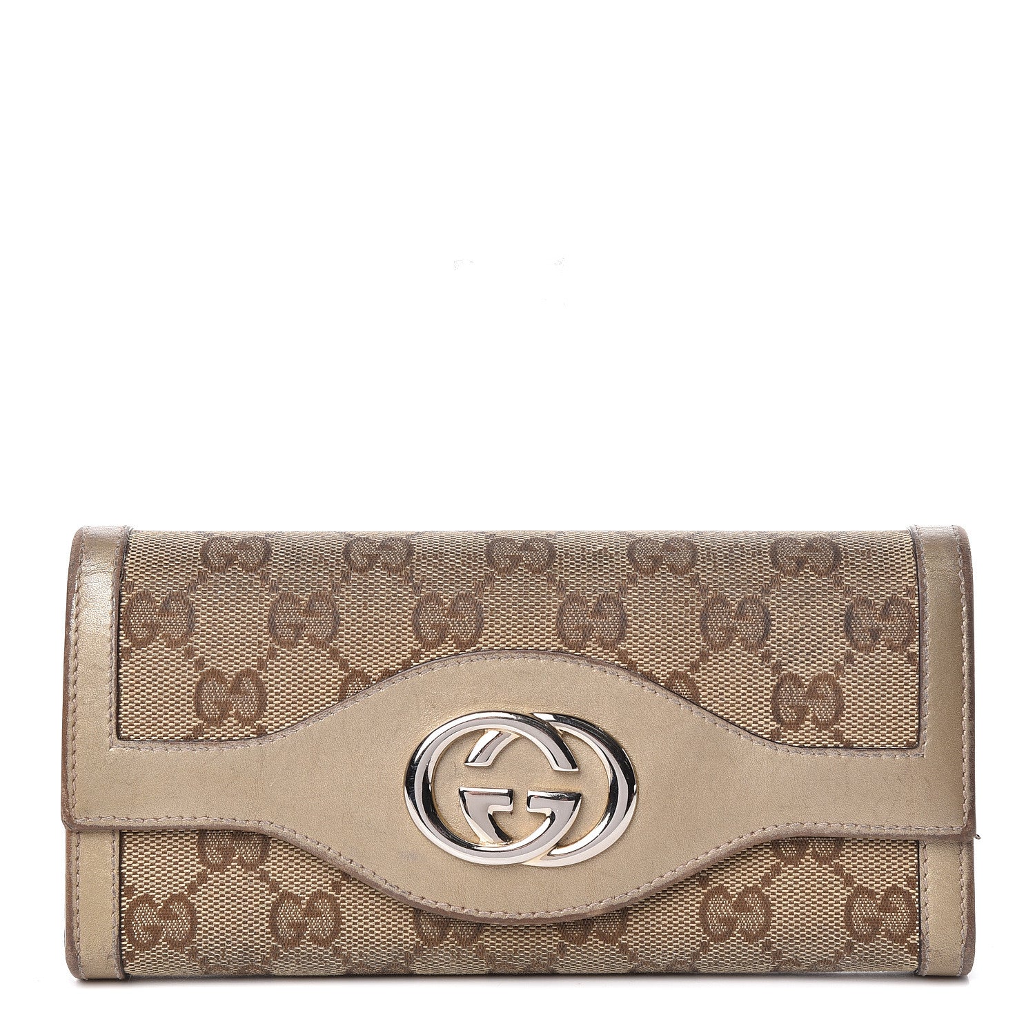 Gucci Monogram Margaux Calfskin Sukey Continental Wallet Beige Ebony Golden Beige 1 of 15