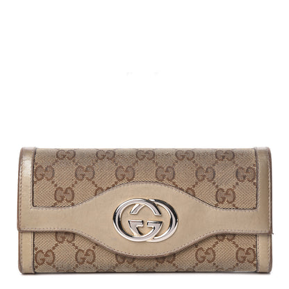 Gucci Monogram Margaux Calfskin Sukey Continental Wallet Beige Ebony Golden Beige 1 of 15
