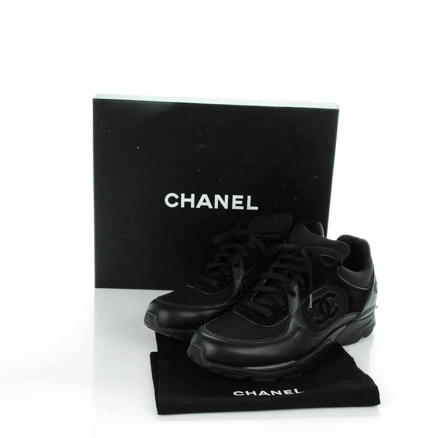 Chanel Suede Calfskin CC Sneakers 40 Black 5 of 8