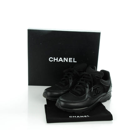 Chanel Suede Calfskin CC Sneakers 40 Black 5 of 8