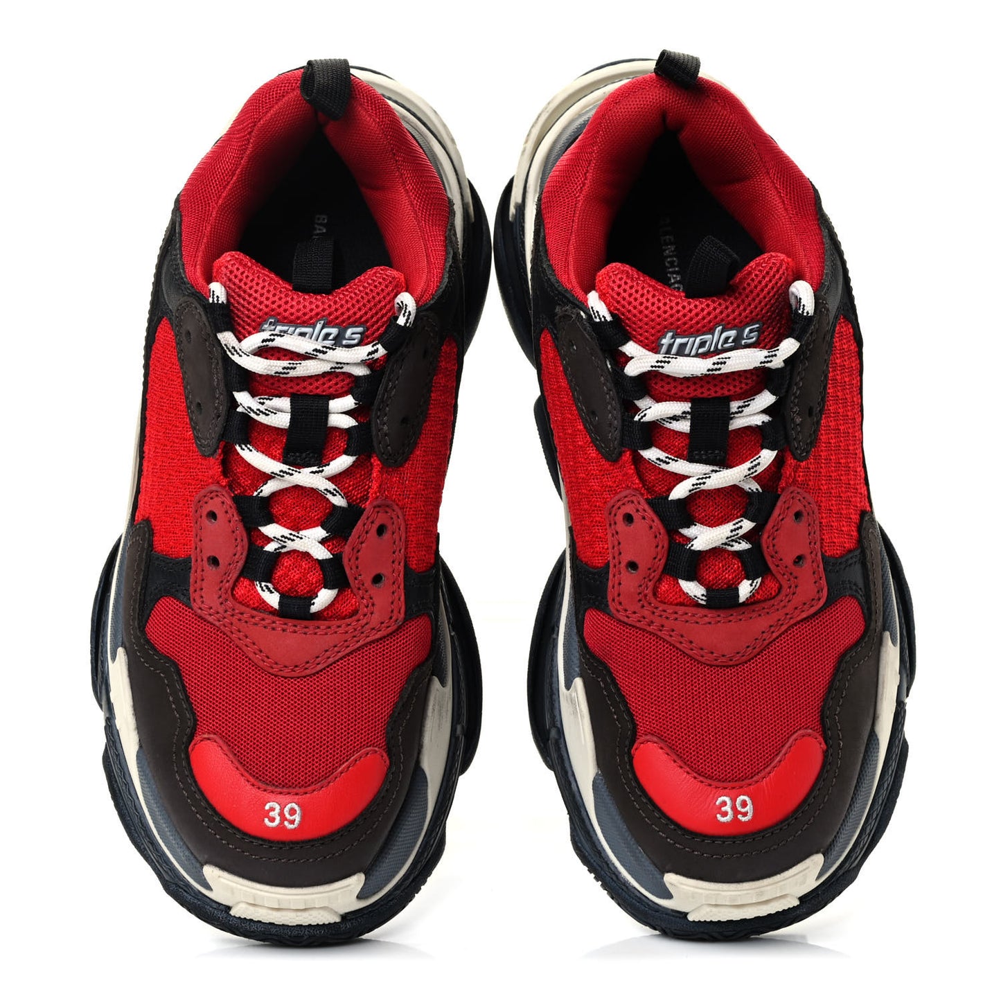 Fabric Mesh Mens Triple S Sneakers 39 Rouge Black