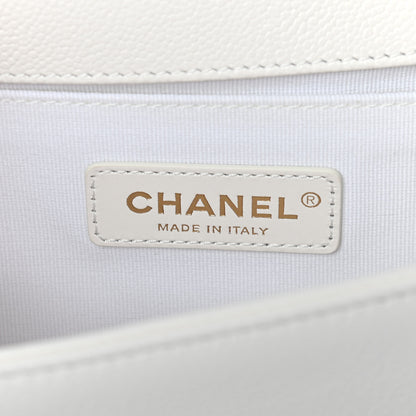 Chanel Caviar Quilted Medium Boy Flap White 6 of 9