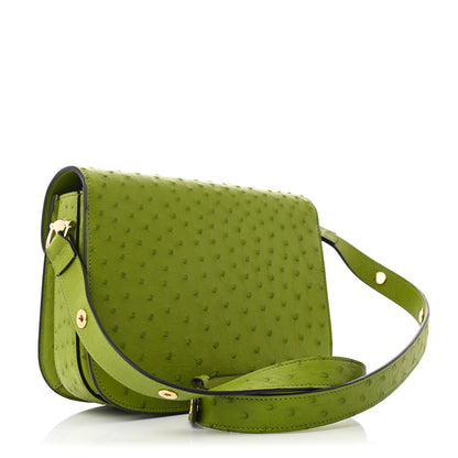 Gucci Ostrich Medium Horsebit 1955 Shoulder Bag Lemon Grass 3 of 13