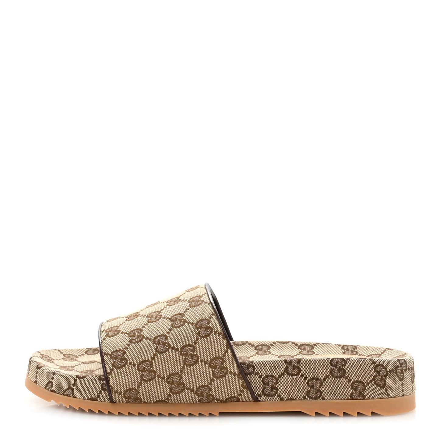 Canvas GG Monogram Mens Slide Sandals 9 Beige