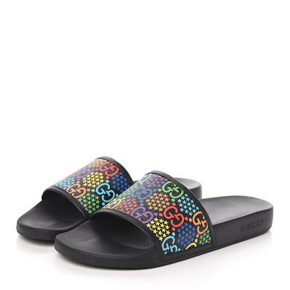 Gucci GG Supreme Monogram Psychedelic Mens Slide Sandals 12 Black Multicolor 3 of 9
