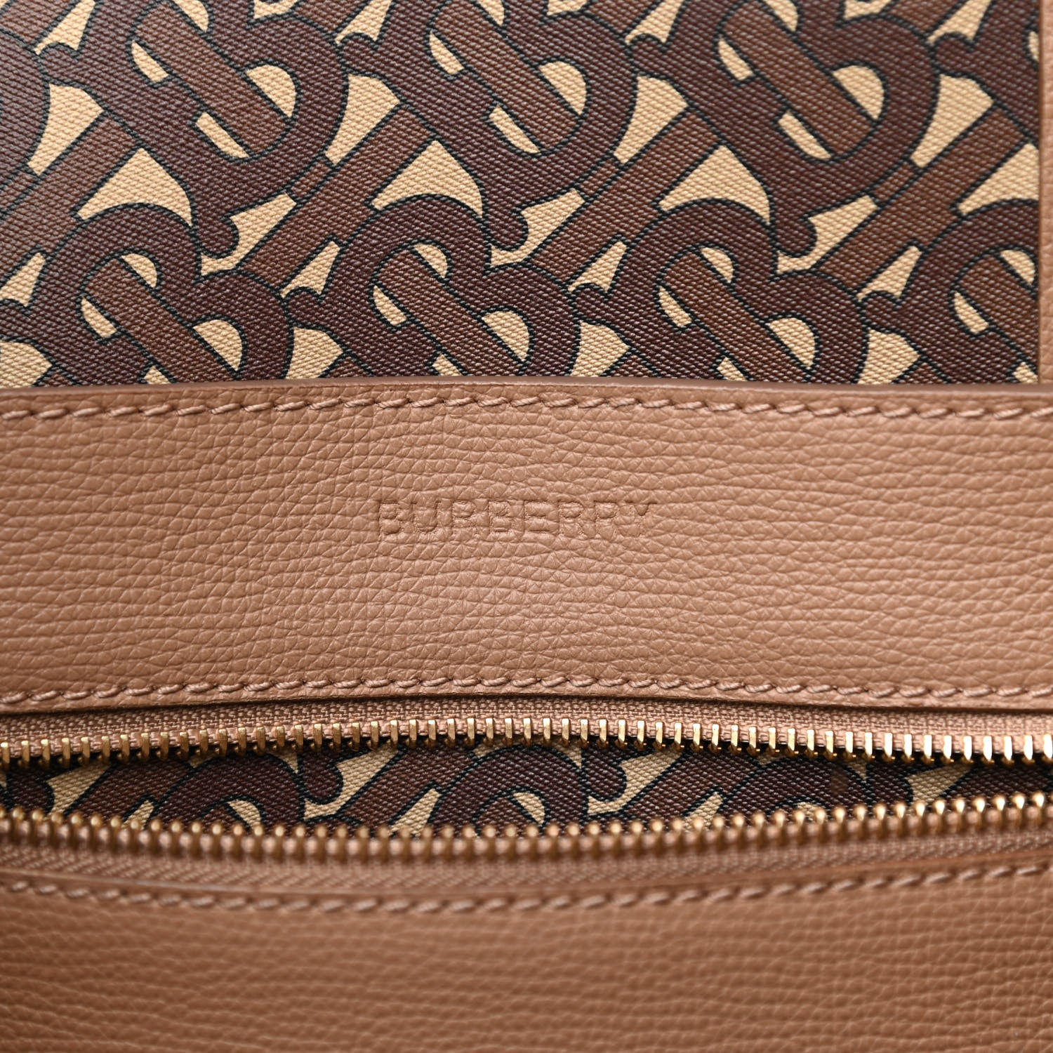 Burberry Calfskin TB Motif Embossed Medium Tote Camel 6 of 13