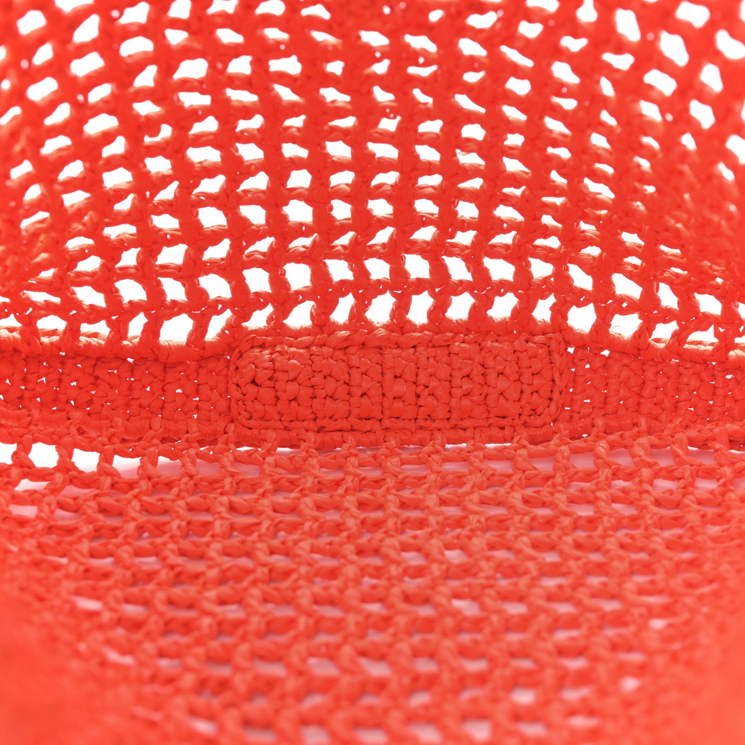 Prada Yarn Raffia Effect Crochet Logo Embroidered Tote Bag Arancio 5 of 9