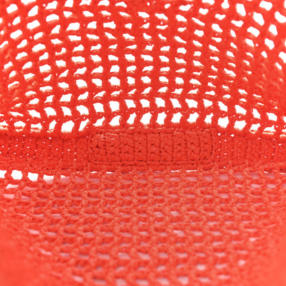 Prada Yarn Raffia Effect Crochet Logo Embroidered Tote Bag Arancio 5 of 9